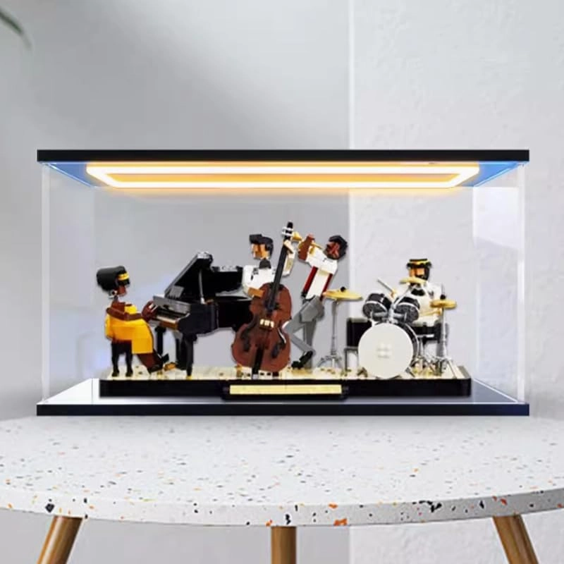 Clear Acrylic Display Case - 19.68x7.87x9.84in.(50x20x25cm) Black Bottom+background