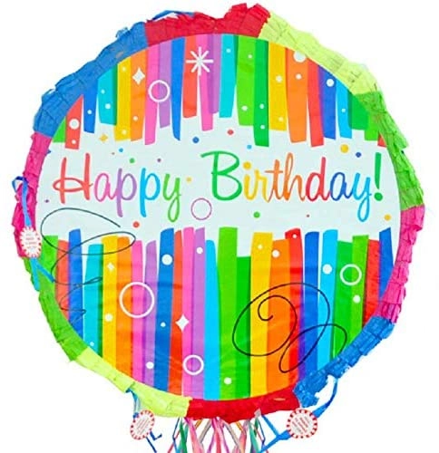 Party Time Trading LLC Pull String Colorful Happy Birthday Piñata