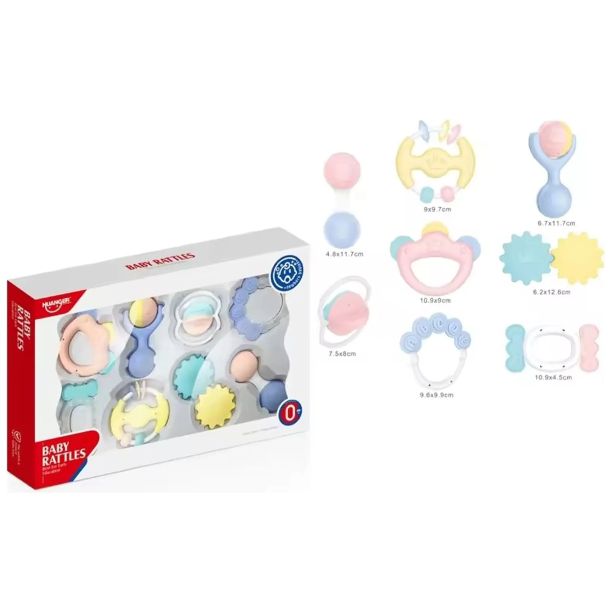 Baby Rattles And Teether Toy Set - Suitable for 0 month & above BPA-free, non-toxic, and baby-safe materials 8Pcs