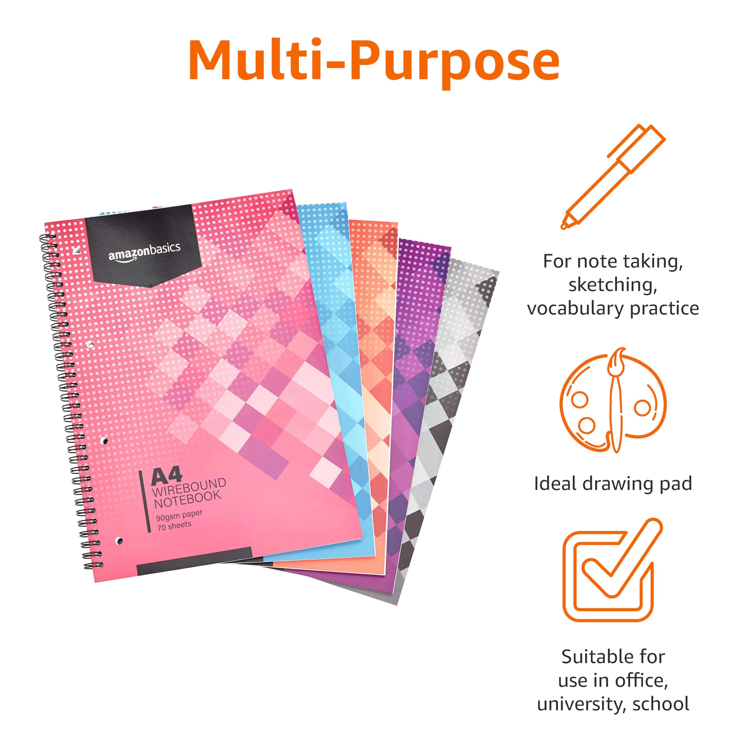 Wirebound Notebook A4 Spiral - Lined 140 Pages