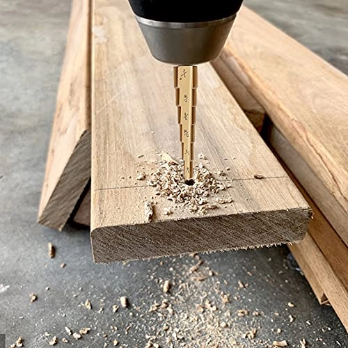 Spiral Grooved Step Drill Bit Set - High Speed Steel Titanium Coated 3pcs 4-32mm/4-20mm/4-12mm