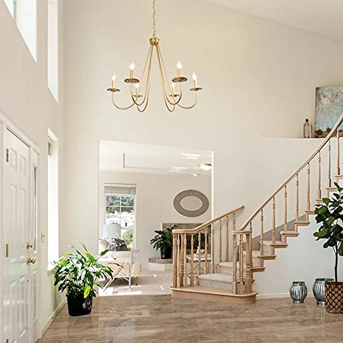 Modern Gold Chandelier - 6-Light 28 Inches