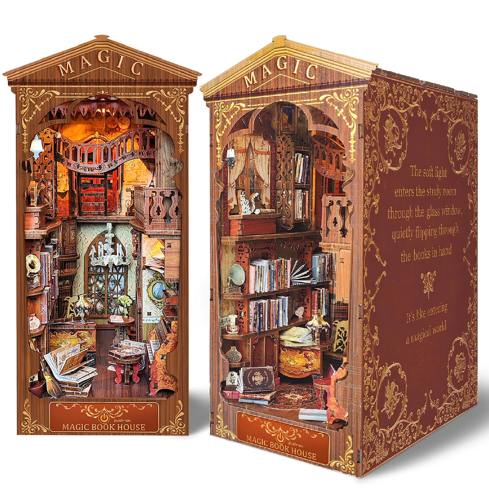 Losbenco Book Nook Kit - DIY Wooden with Lights