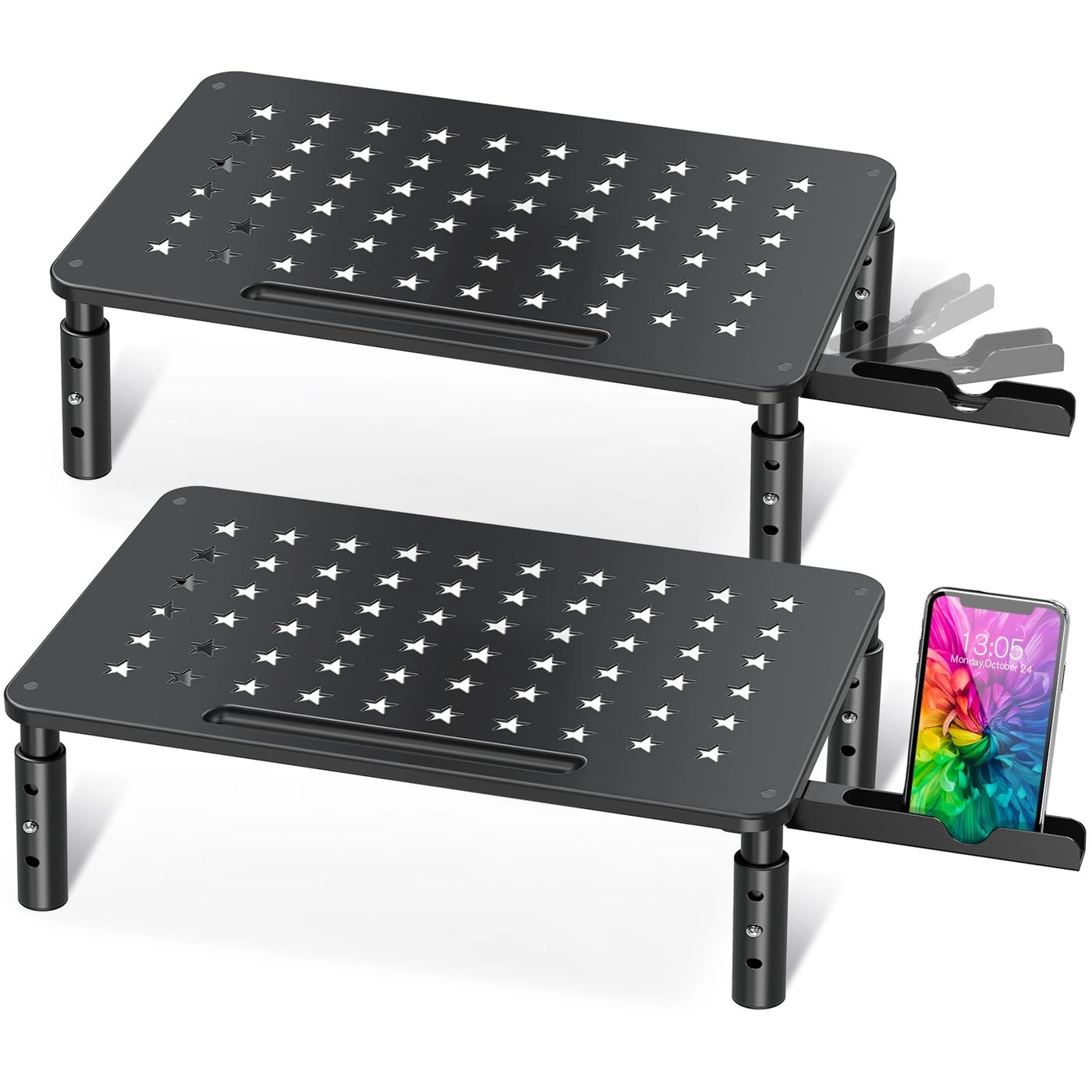 Monitor Stand Riser - Metal Drawer 3 Height Adjustable Phone Holder Pack
