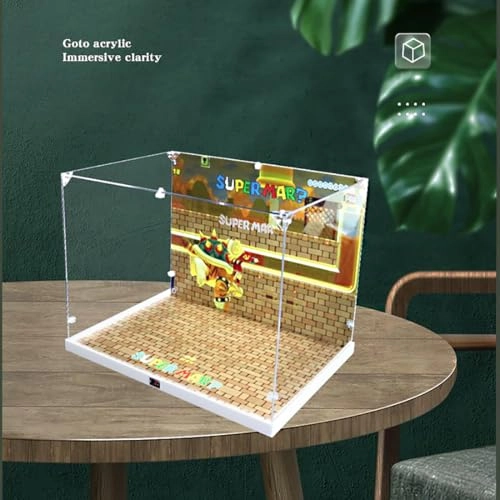 Acrylic Display Case (71411) - 17.7x11.8x13.8 inches White Heightened Base Transparent