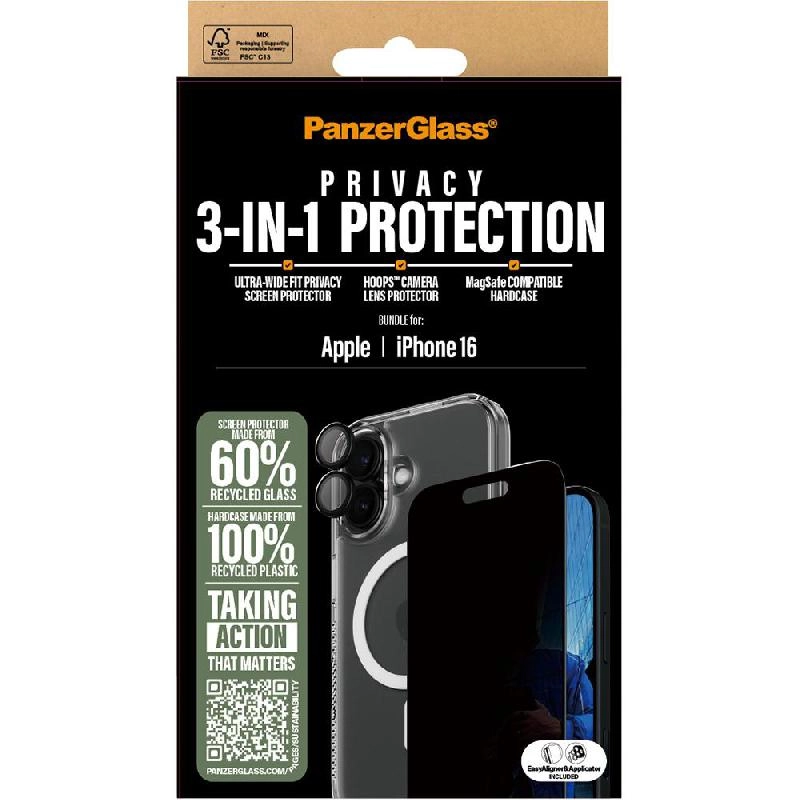 Hard MagSafe Case + Privacy Screen Protector + Hoops Camera Lens Protector for iPhone 17