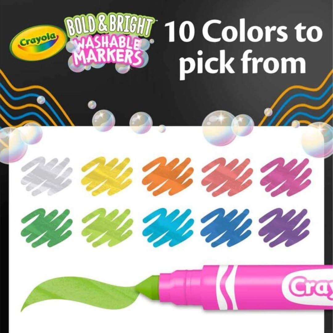 Color Max Broad Line Ultra-Clean Classic Washable Markers - 10 Pcs Multicolor