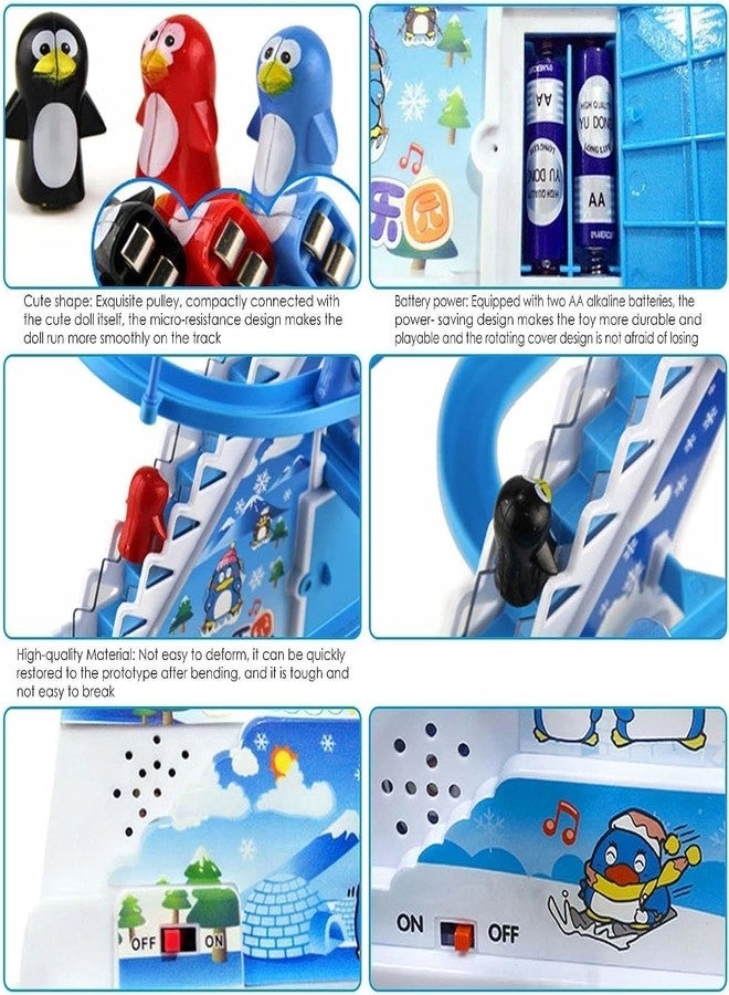 Bestie toys Penguin Slide Toy - Stair-Climbing Lights & Music Set