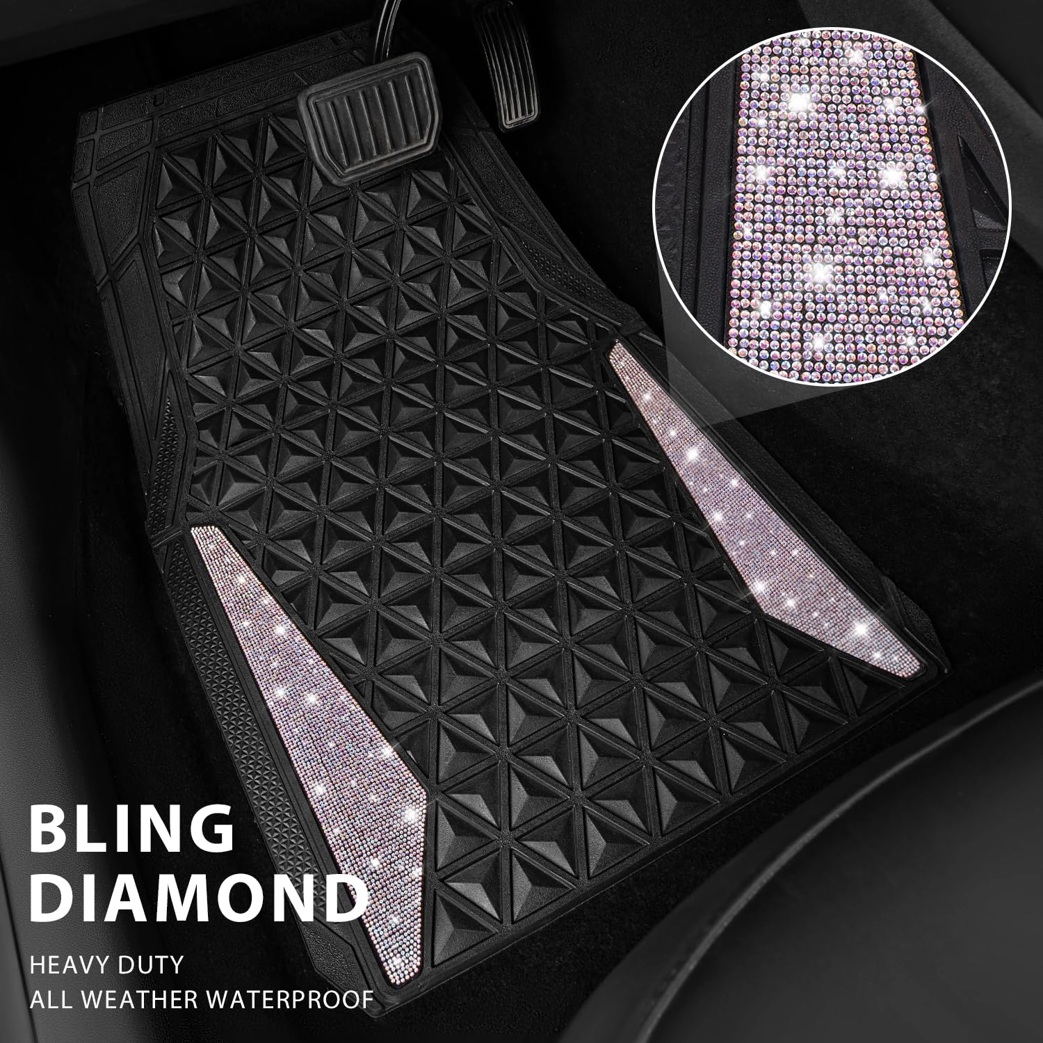 Bling Diamond Car Mats - 4.0 Count Universal Fit