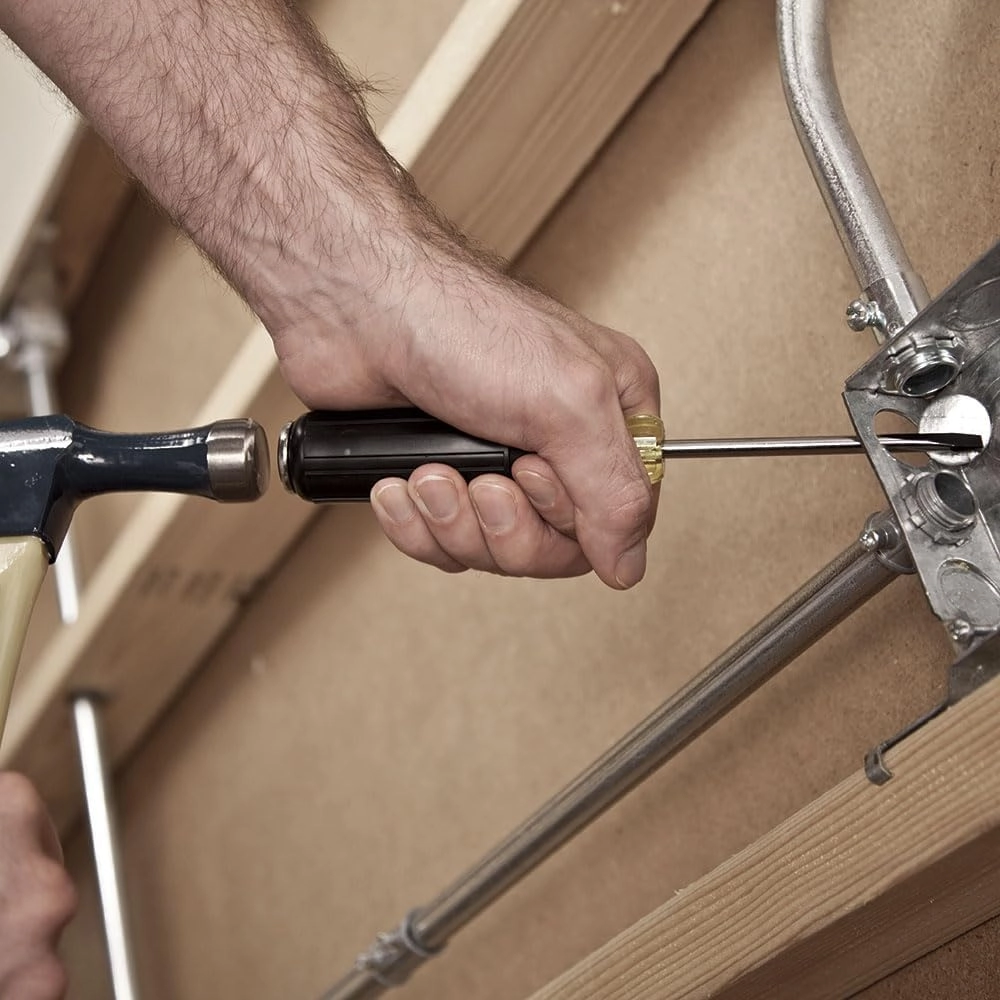 6004DD Keystone Demolition Screwdriver - 1/4-Inch Steel Tip Cushion-Grip Oversized Strike Cap Square Shank with Wrench Assist