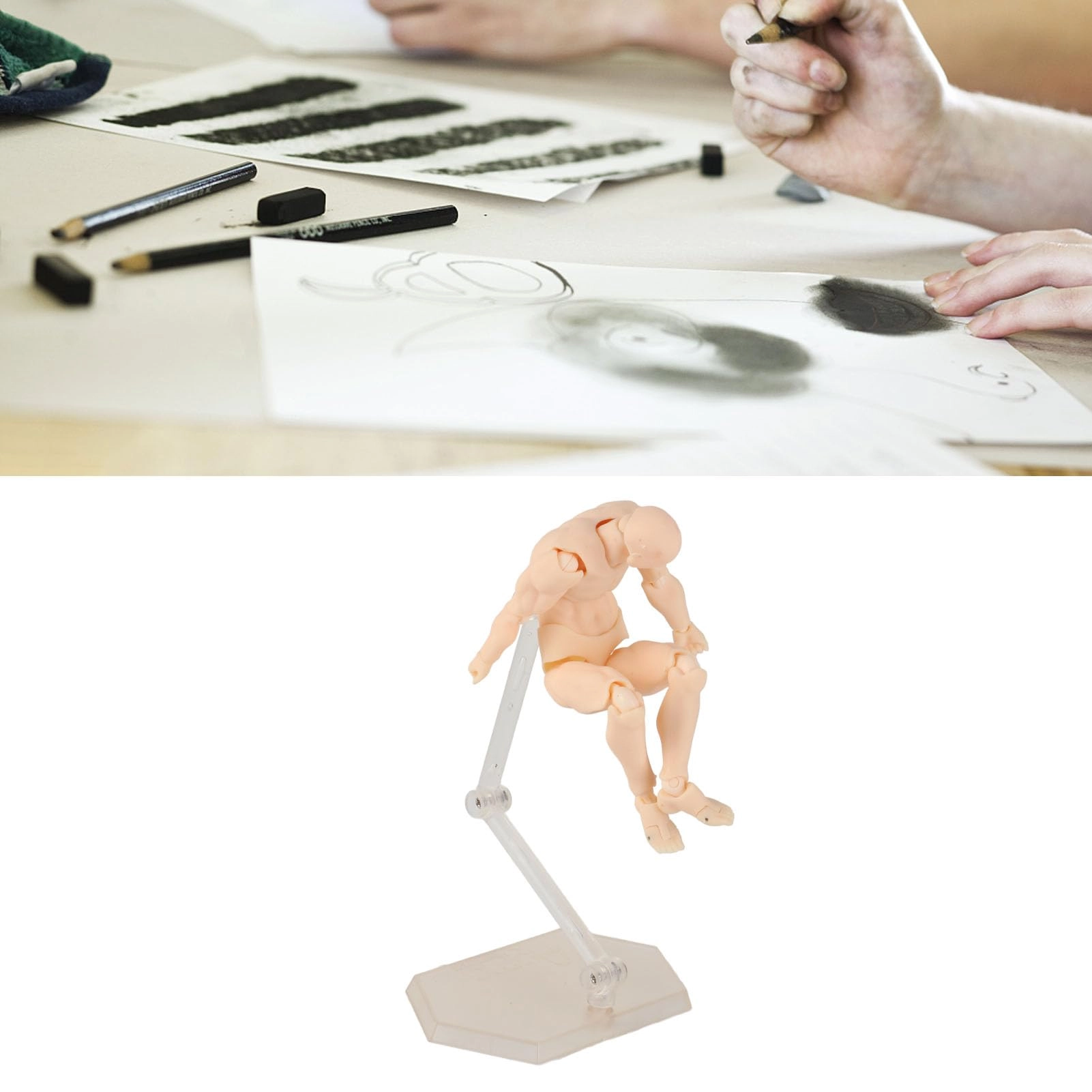 Drawing Figure Model - PVC Adjustable Stand