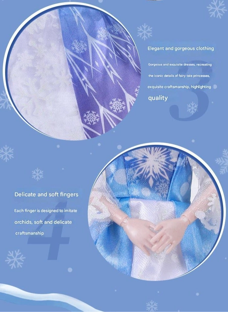 Princess Elsa Doll Gift Set - Blue Plastic for Girls