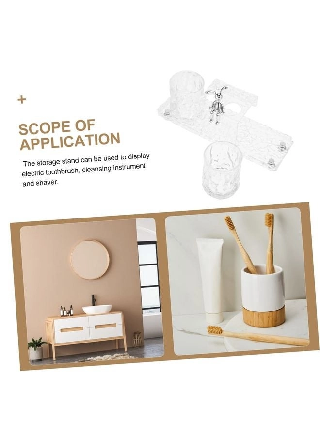 Multifunctional Bathroom Countertop Toothbrush Holder - 2 Rinse Cups clear