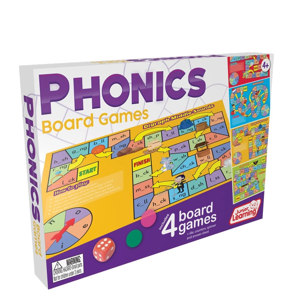 Junior Learning Phonics Board Games - 4 - 8 years 6 pieces