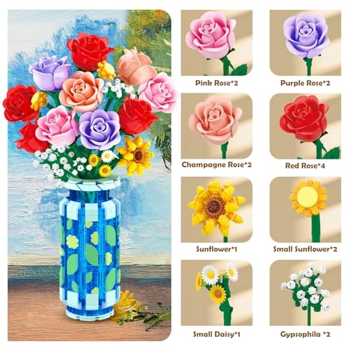 Flowers Bouquet Building Set - 827 pcs