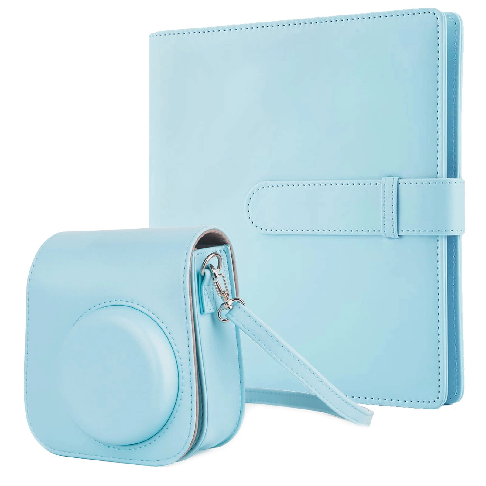 Crefotu Mini Photo Album - 256 Pockets + Instant Camera Case - Blue