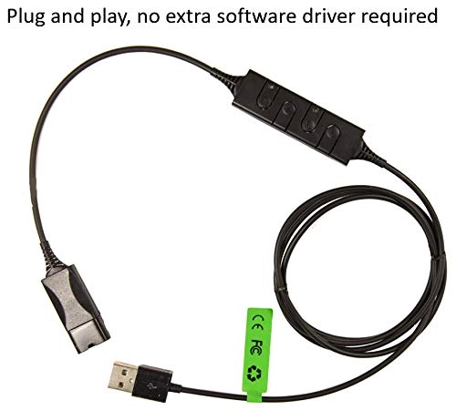 Quick Disconnect to USB Adapter Wired Headset
