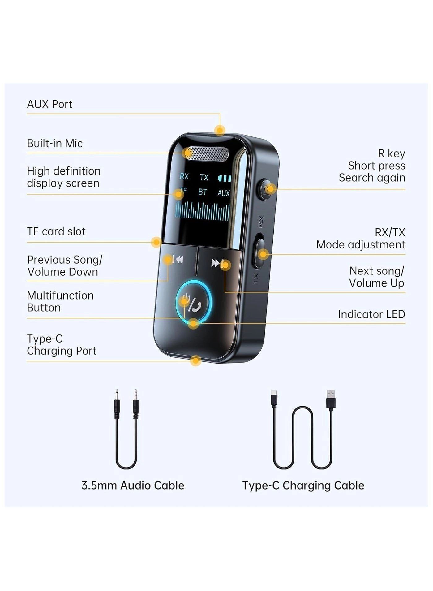 Audio Transmitter Receiver - Bluetooth 5.4 3.5mm