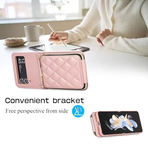 Miagon Case - Faux Leather Zipper Purse Wallet Phone Cover for Samsung Galaxy Z Flip4