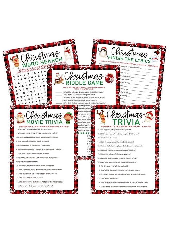 Whaline Christmas Trivia Games Question and Answer Cards - 100Pcs