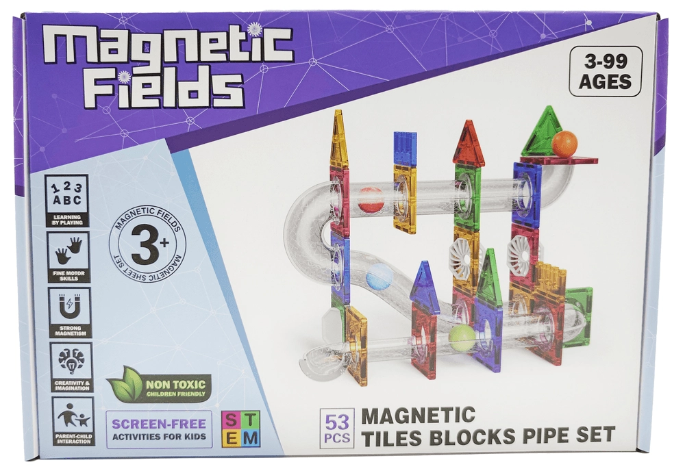 Magnetic Fields Magnetic Tiles Blocks Pipe Set - 53 pcs