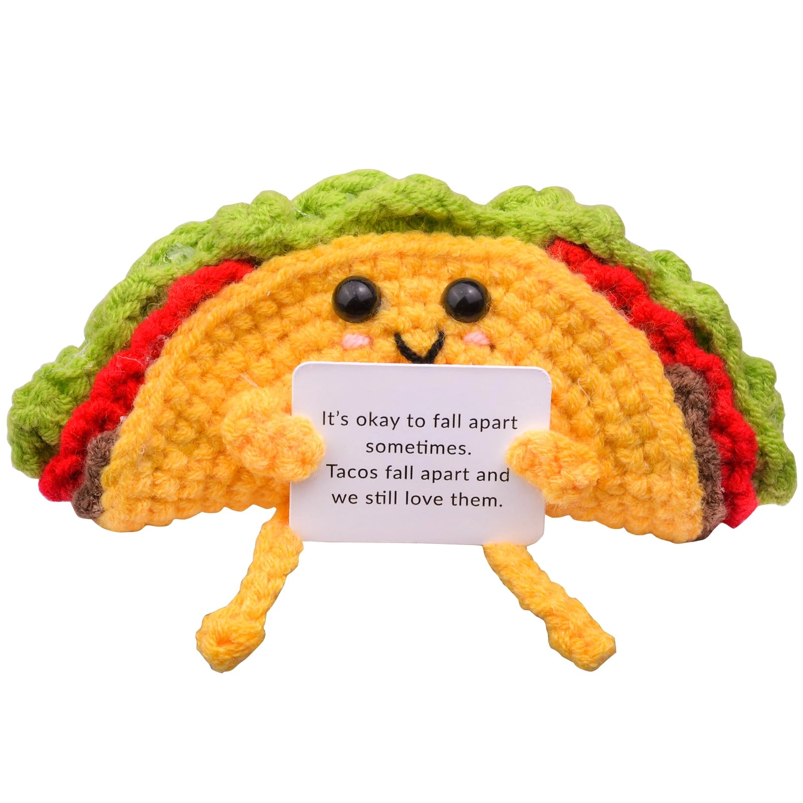 Emotional Support Taco - Handmade Knitted Wooden Base