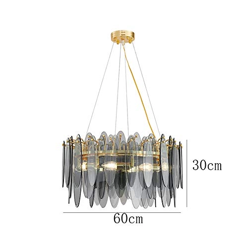 E14 Nordic Post-modern Creative Glass Chandelier - 8 head Soot cover