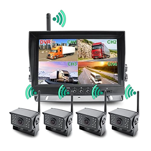 AHD Digital Wireless Backup DVR Camera and 9 Inch AHD 4CH Monitor Kit - Night Vision Wireless 1280×720P