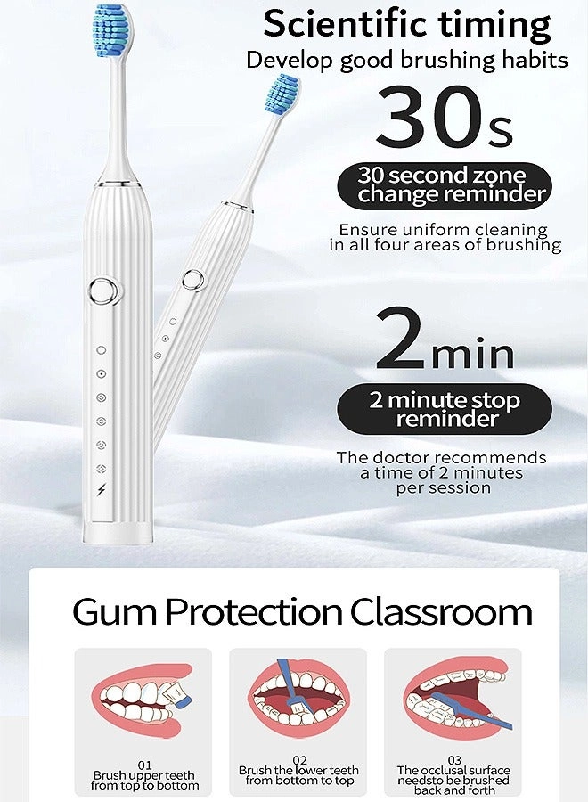 Electric Toothbrush - 10 Brush Heads Travel Case 6 Modes
