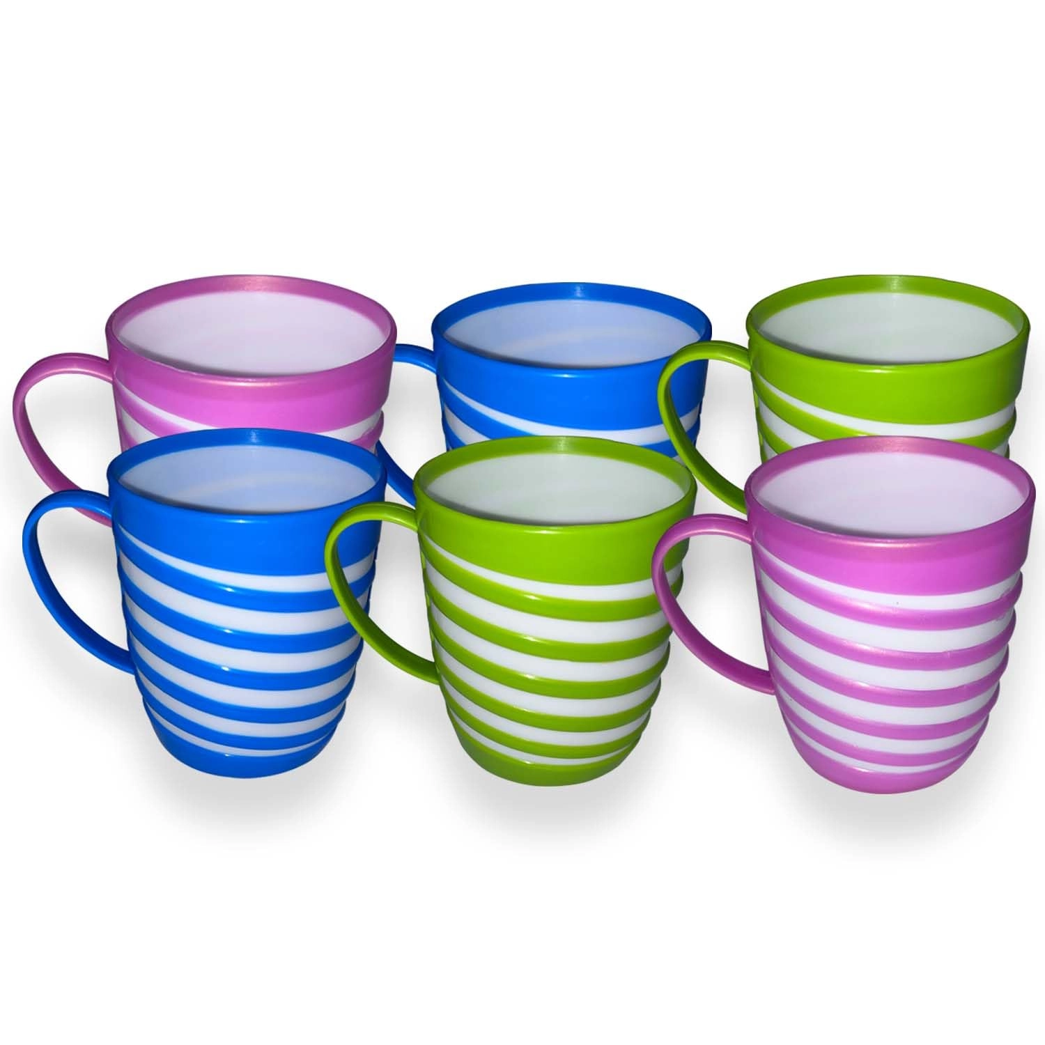 Plastic Mug - 6 pcs - Striped Solid - 280 ml