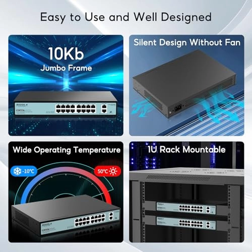 16xPoE+2GE(400W) 18-ports
