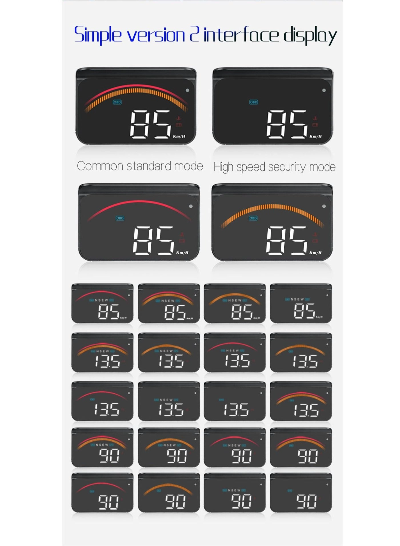 Head Up Display (HUD) Vehicle Speed Meter - Dual Mode OBD & GPS Color HD LED