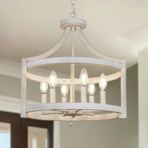 Vintage White Chandelier - 6-light Convertible Semi-Flush Mount