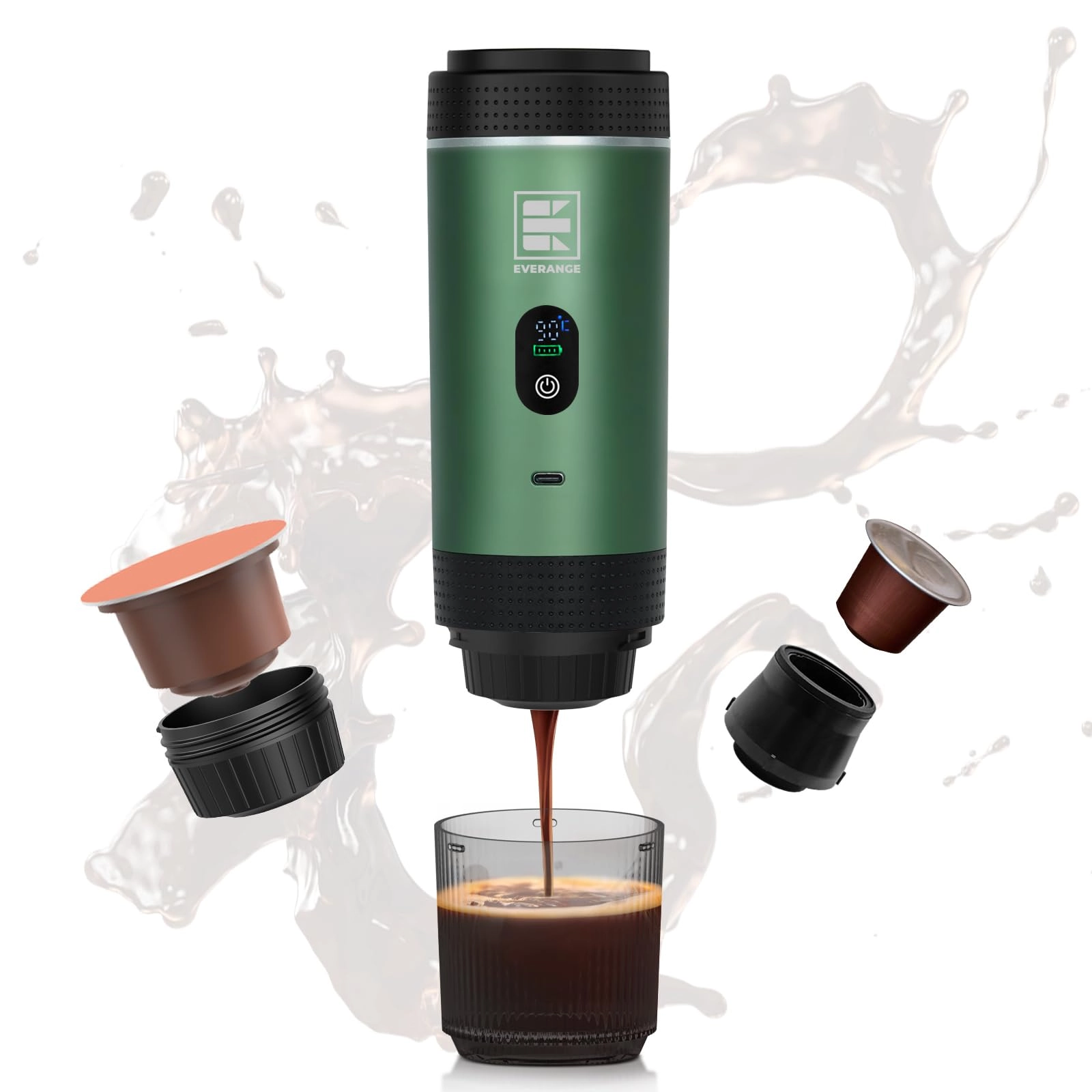 Portable Electric Espresso Machine - 60 Milliliters Ground Coffee & NS Capsules