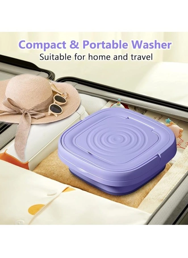 Portable Washing Machine, Portable Washer,8L, Mini Washing Machine, Foldable,Small Washer for Baby Clothes, Underwear or Small Items, Camping&Travel Laundry, Small Size,Space Saving(purple)