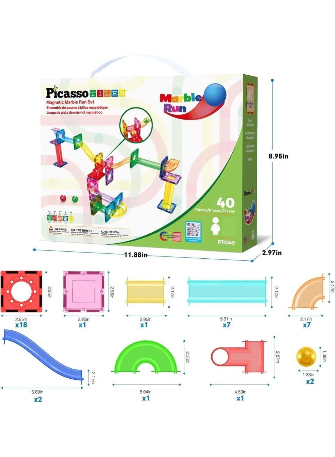Magnet Tiles PTMG60  - 60 pcs