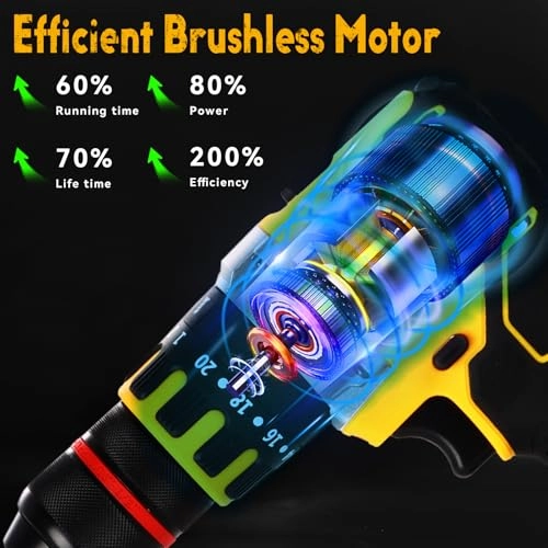 Cordless Hammer Drill - 20 Volts Brushless Motor 33,000 IPM