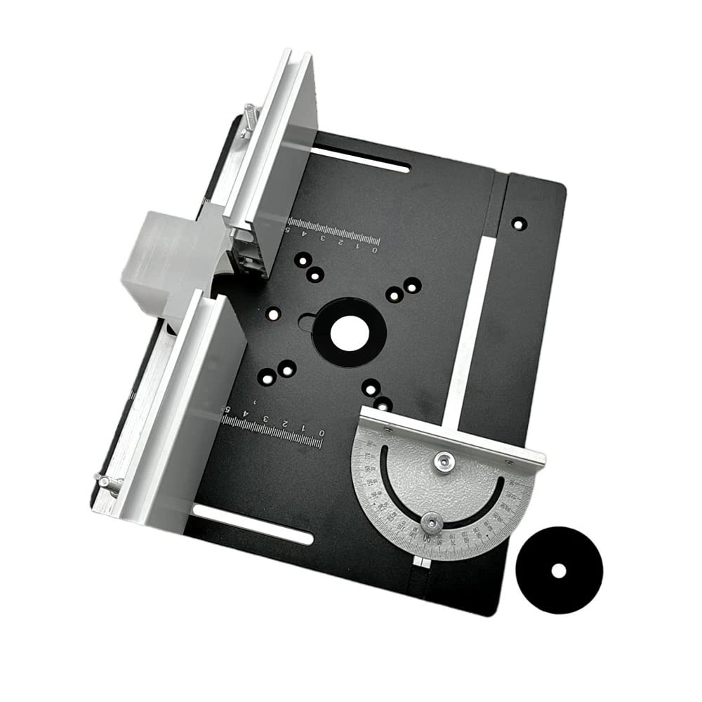 Router Table Insert Plate - 240 x 200mm Aluminum Alloy + Backer Plate + 180° Angle Gauge