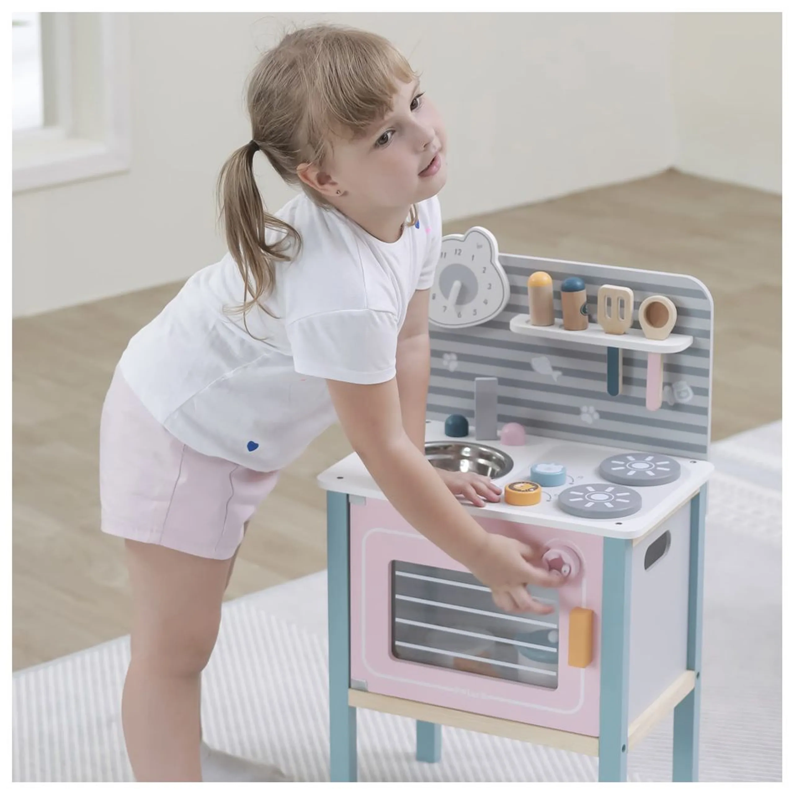 Wooden Kitchen Playset - Roleplay Utensils Oven Sink (PCG-44027)