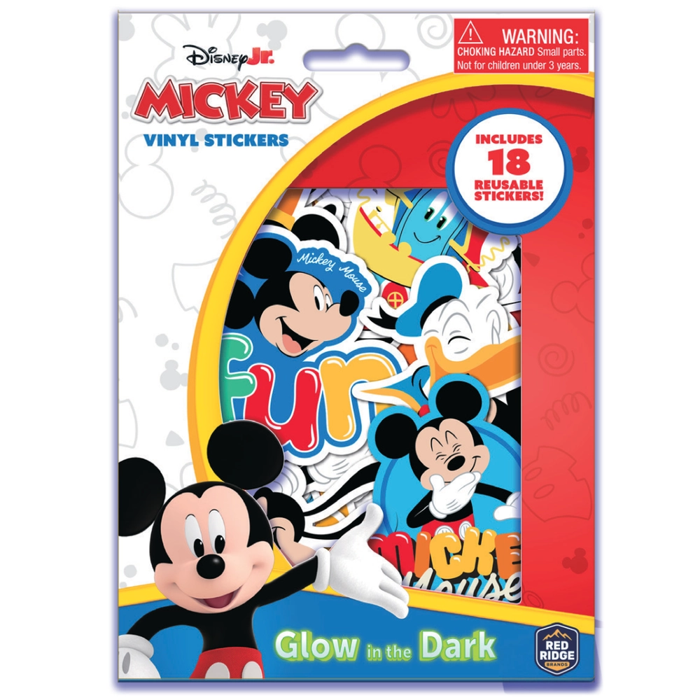 Disney Mickey Glow-in-the-Dark Vinyl Stickers - 18 pcs