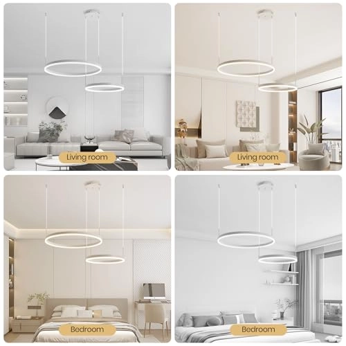 Double Circle LED Chandelier - 3000K–6000K Dimmable