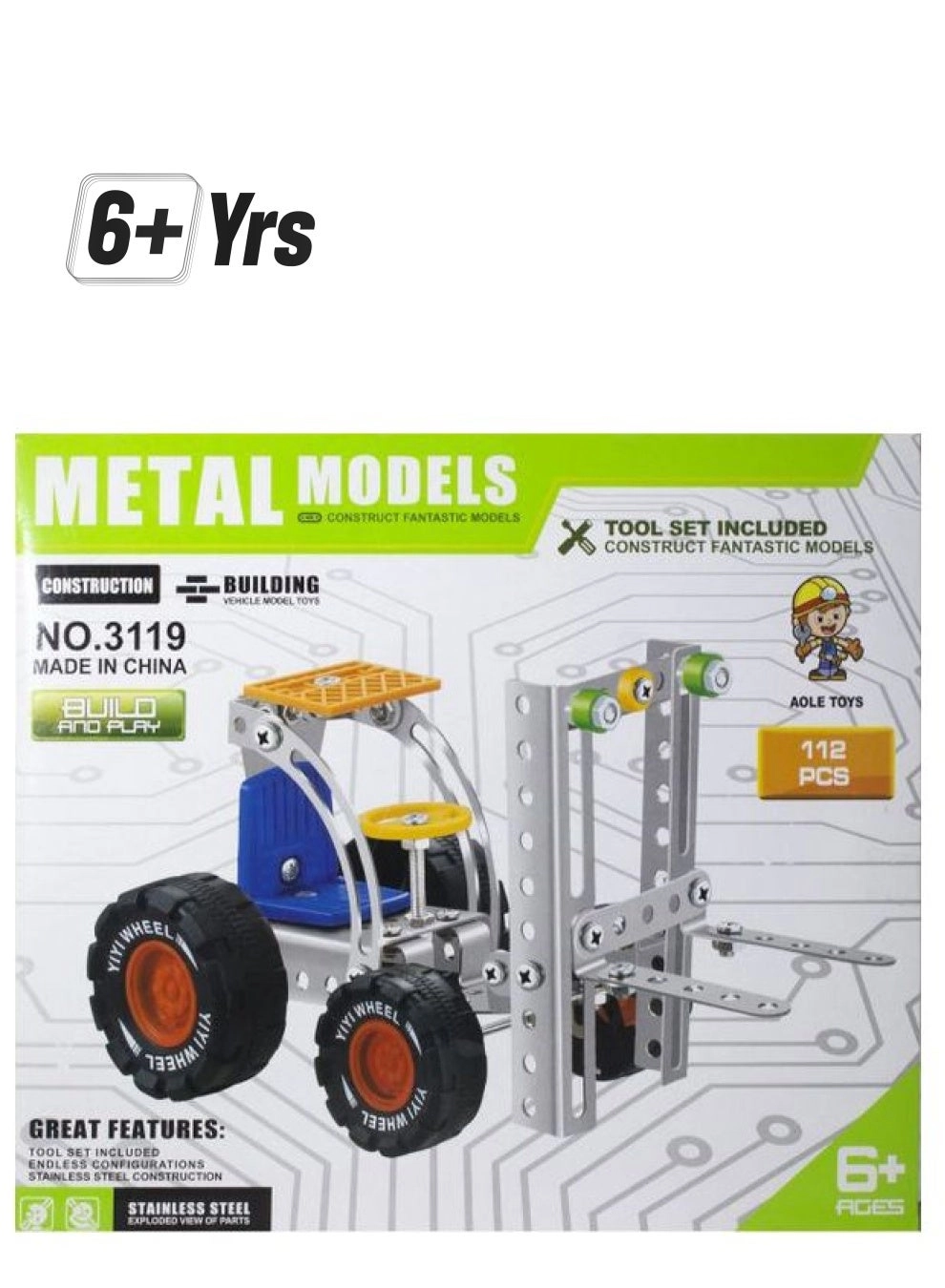 Aole Toys Metal Models Construction Building Sets - 112 pcs for ages 6+