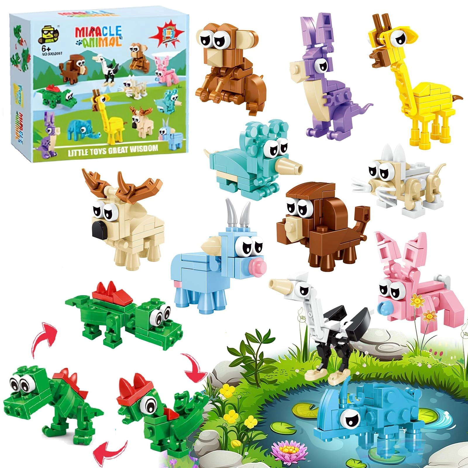 Shantou Shixing Plastic Toys Co., Ltd Animal Building Block - 12 pcs