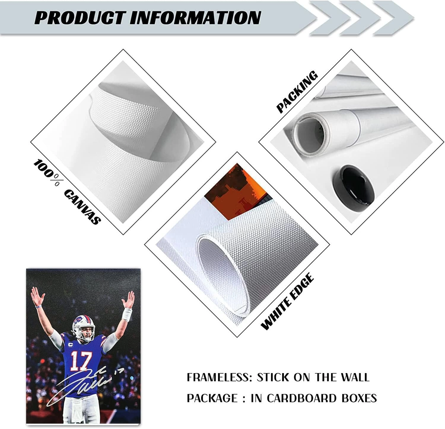 Josh Allen Poster - Canvas 24"L x 36"W