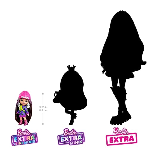 Barbie Extra Mini Minis Doll - 3.25-inch Brown Hair Doll Stand