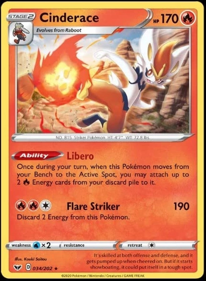 Pokémon Cinderace 034/202 - Sword & Shield Holo Rare
