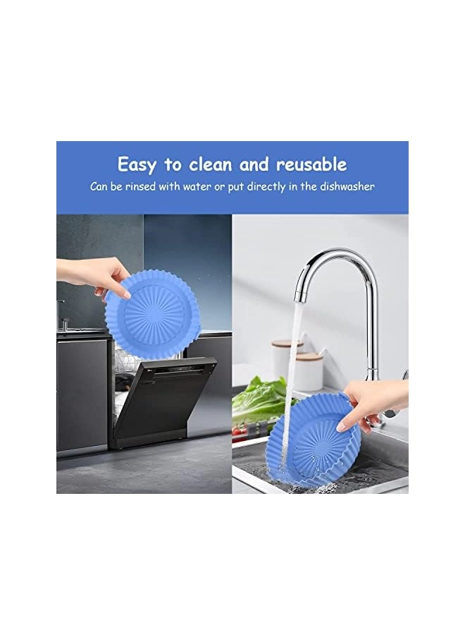 Air Fryer Silicone Pot + Silicone Brush + Reusable Non-Stick Round Air Fryer Basket + Fryer Liner Insulating Pad