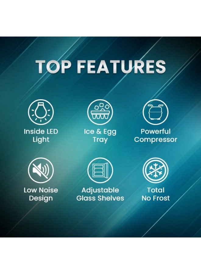 Top Mount Refrigerator - Total No Frost Adjustable Glass Shelves