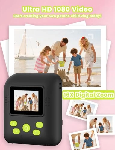 Kids Print Camera - Instant Printing 1080P Videos Red Bundle