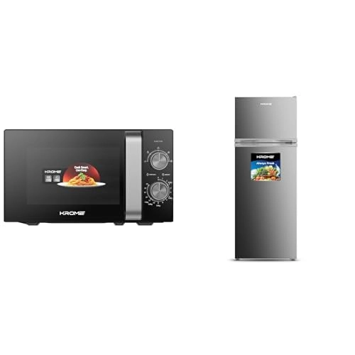 Krome Microwave Oven - 20L + Double Door Top Mounted Refrigerator - 270L